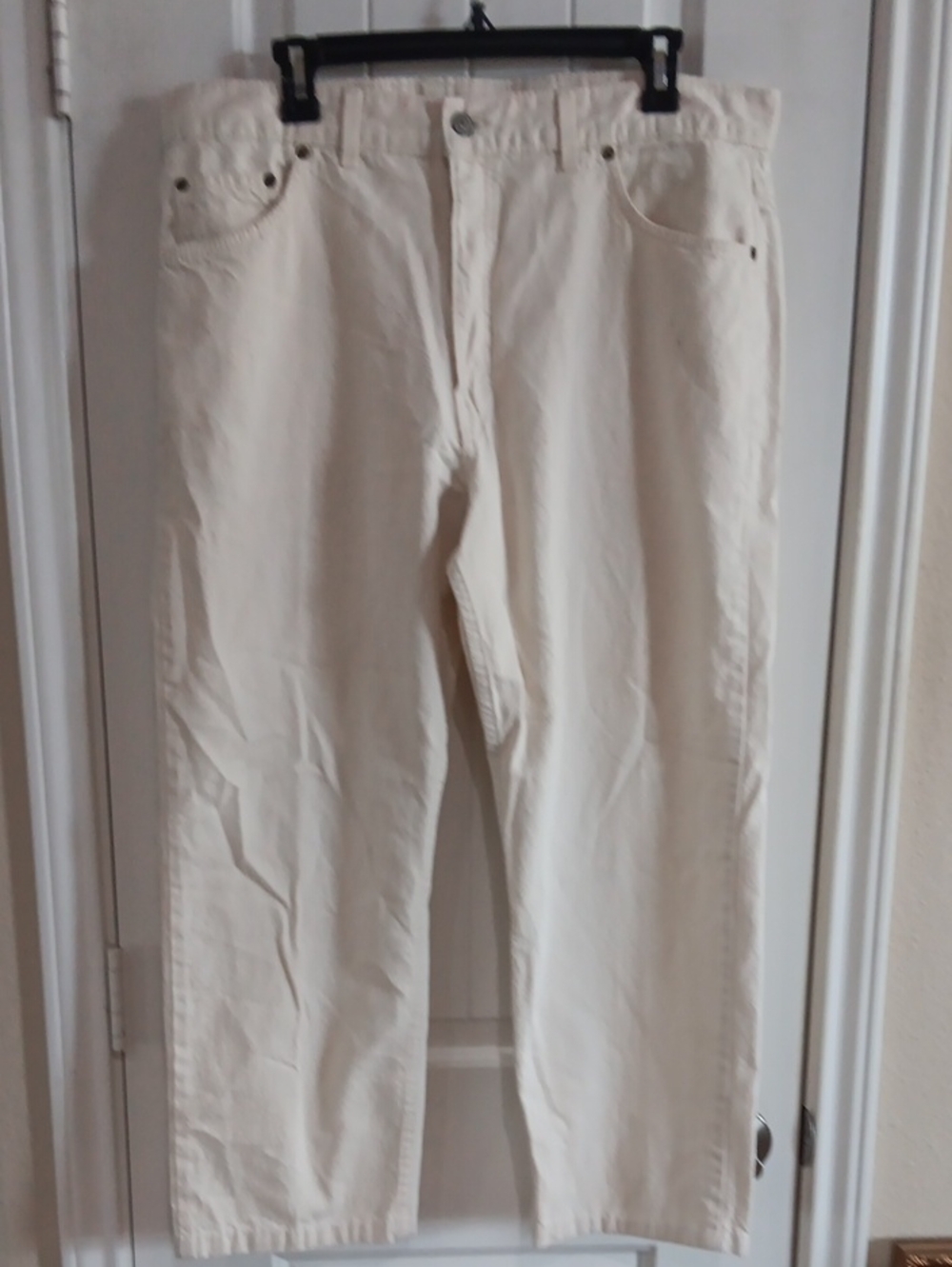 Vtg 80s St Michael Ecru Cream Jeans April 1989 Leather Patch High Rise Straight